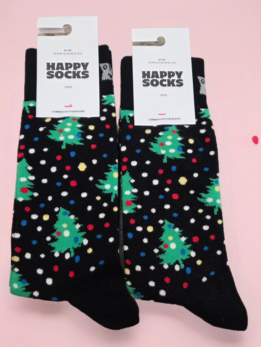 2-pack Happy Socks crew Christmas Tree us men 8-12 women 10-12.5